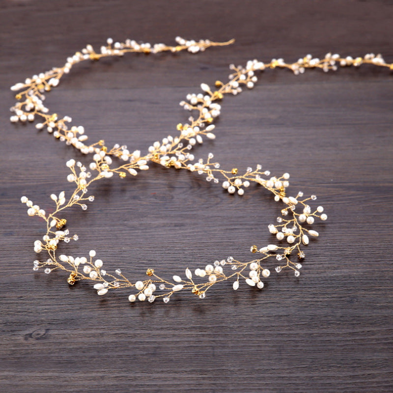 Crystal Pearl Wedding Headband - Adjustable