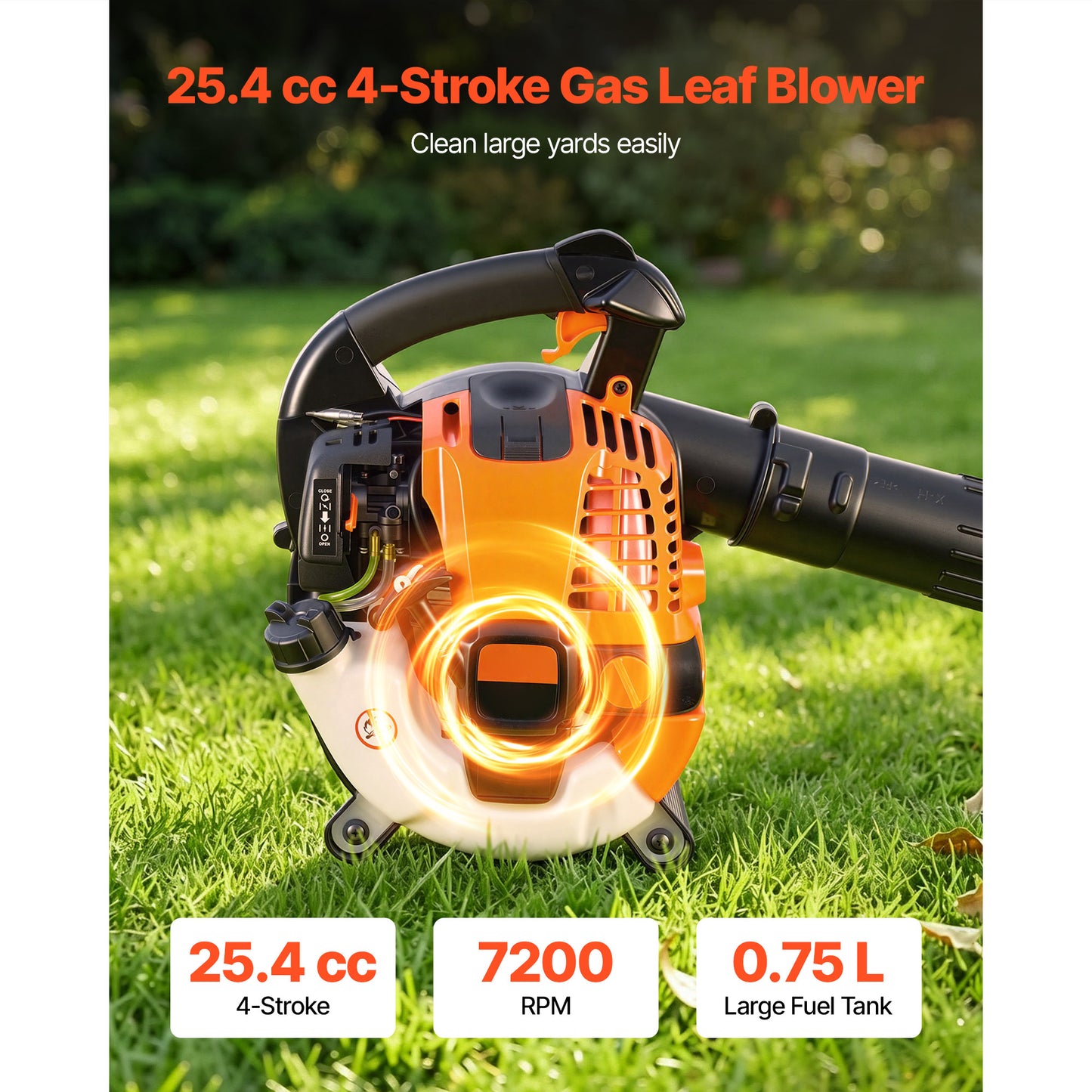 Gas Leaf Blower 25.4CC 4-Stroke Handheld Yard Debris & Snow Removal Tool