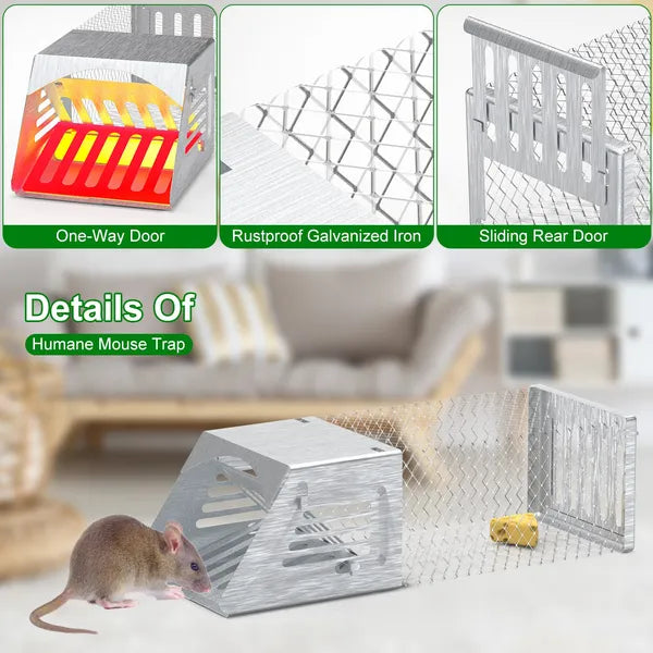 Humane Automatic Mouse Trap Cage - Reusable Rodent Catcher