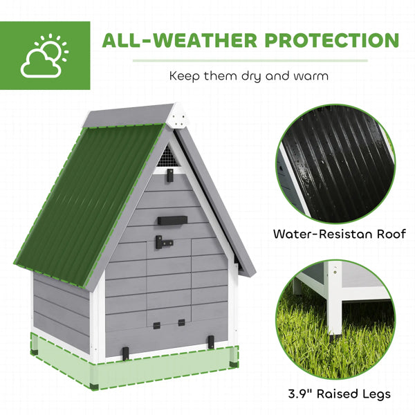 Small Wooden Chicken Coop with Lockable Ramp and Removable Nesting Box