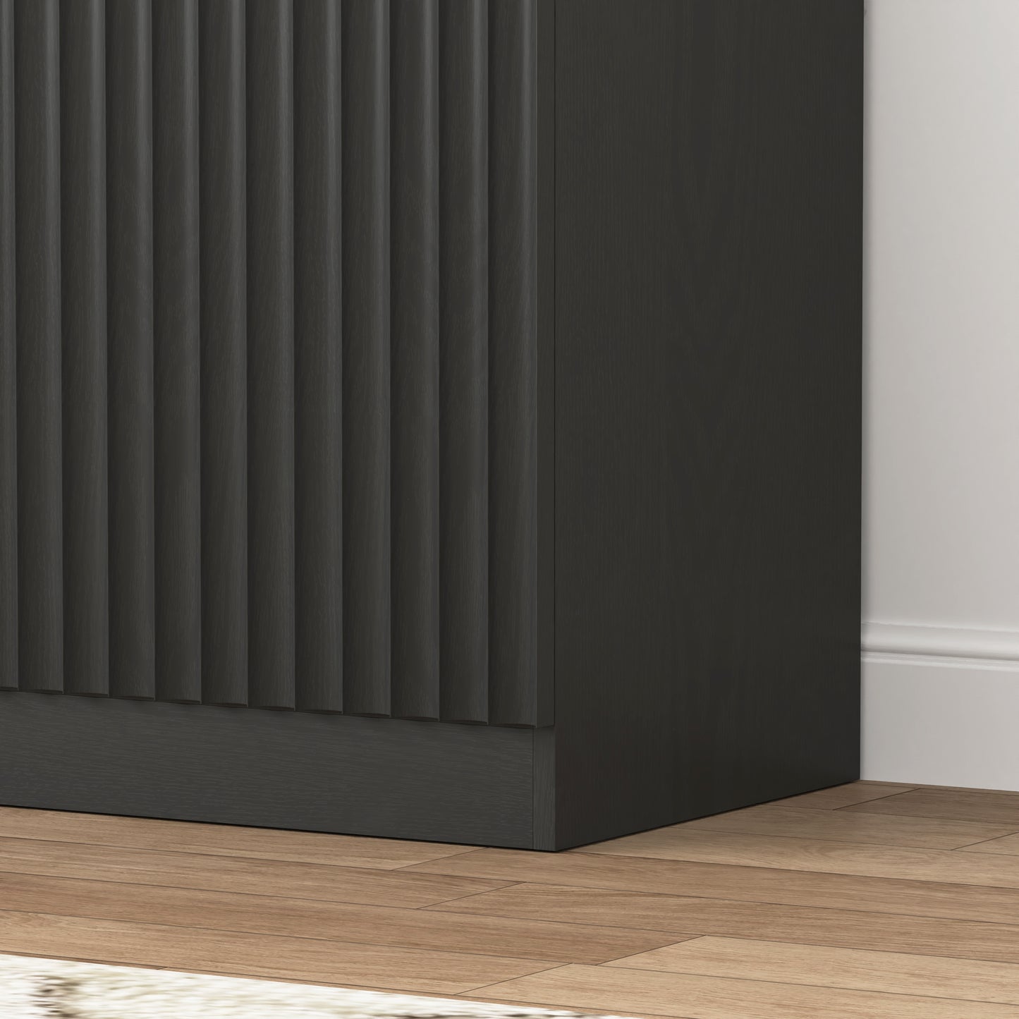 Black Buffet Cabinet with 4 Doors & Shelves - 62.6" Sideboard