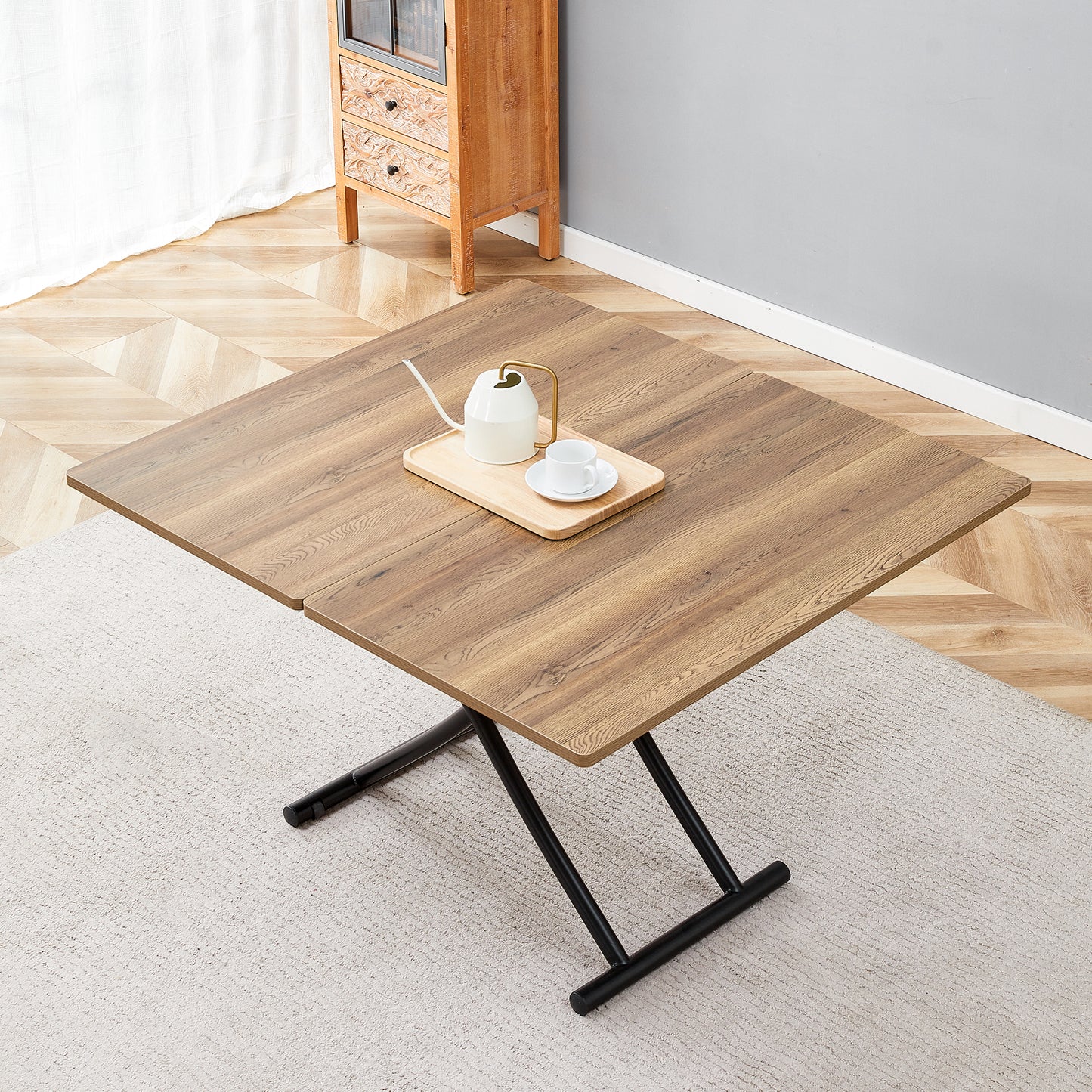 Modern Minimalist Multifunctional Lift Table With 0.8 Inch Thick MDF