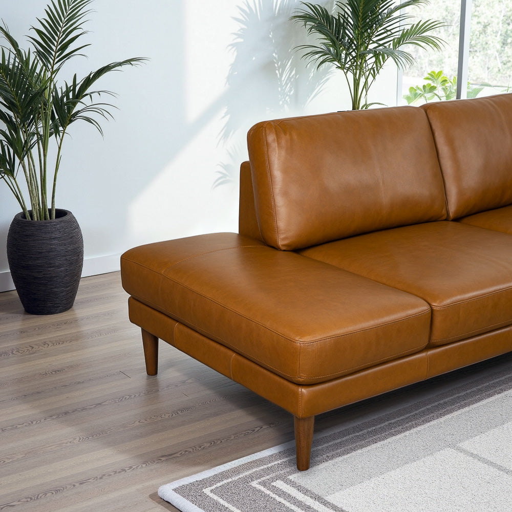 Corbin Left-Facing Tan Leather Sectional Sofa