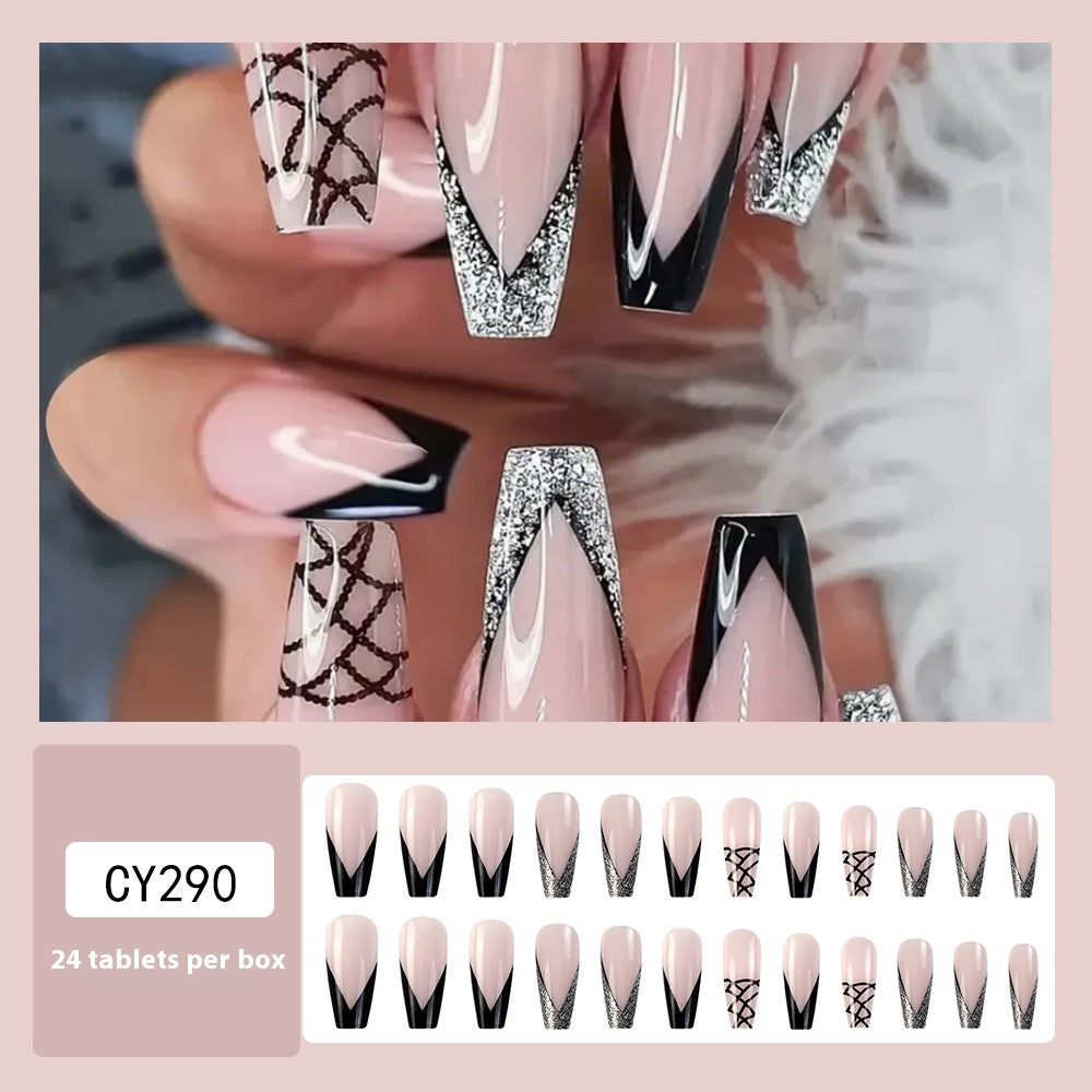 French Gradient Leopard Nail Tips Set - Long, Seamless, Ultra-Thin
