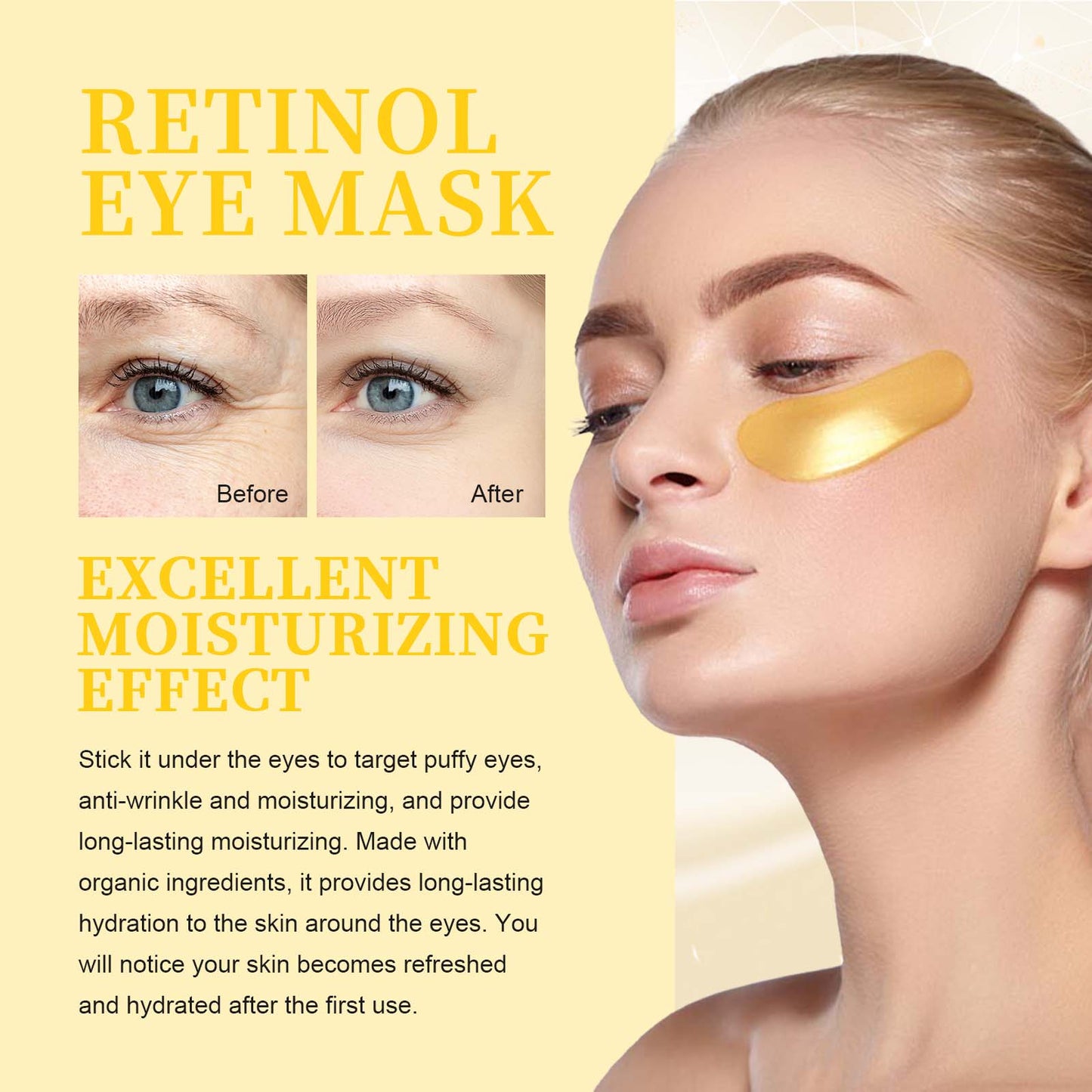 Retinol & Collagen Under Eye Masks - Moisturizing & Firming Patches (60ct)
