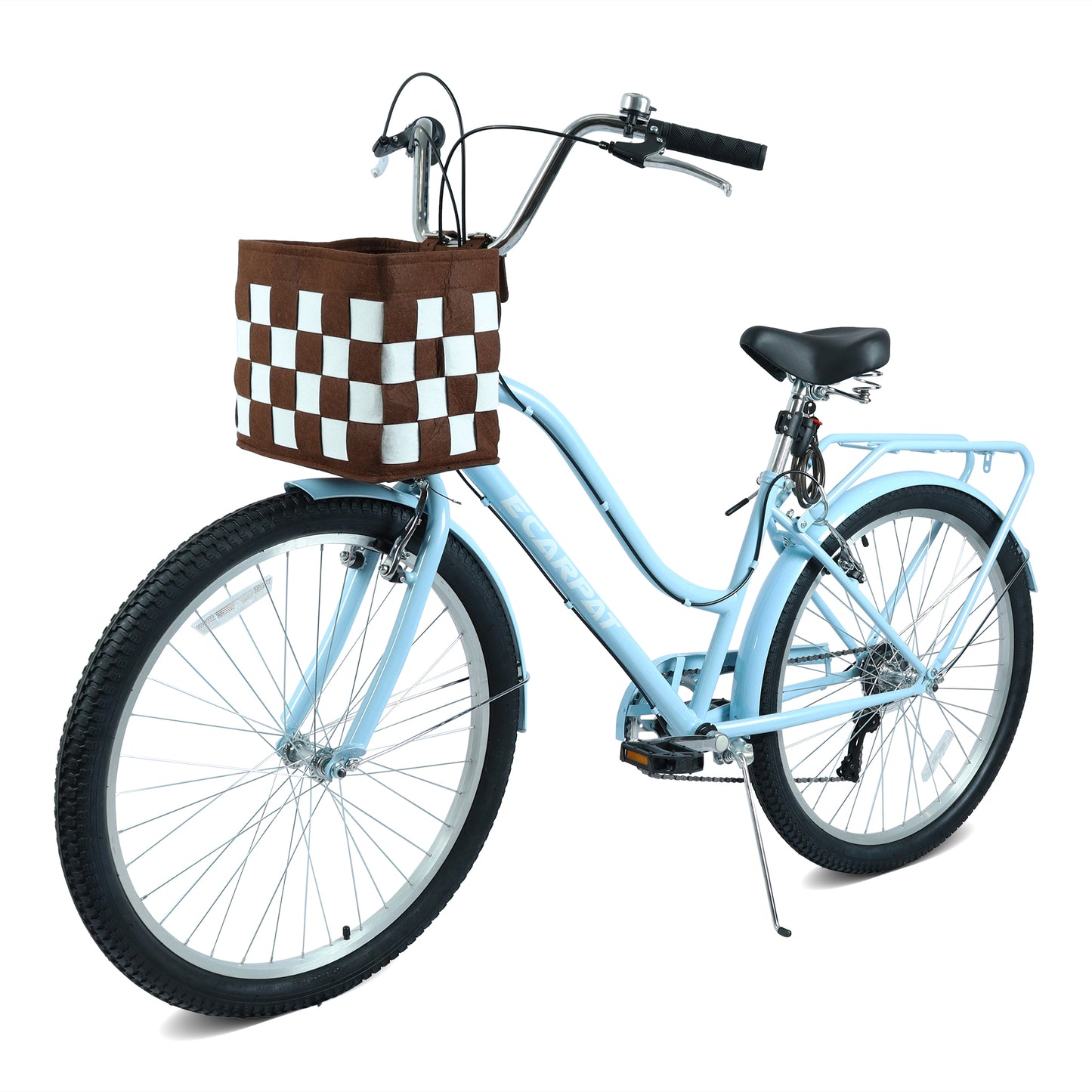 26 Inch City Commuter Bike with 7-Speed Drivetrain & Basket