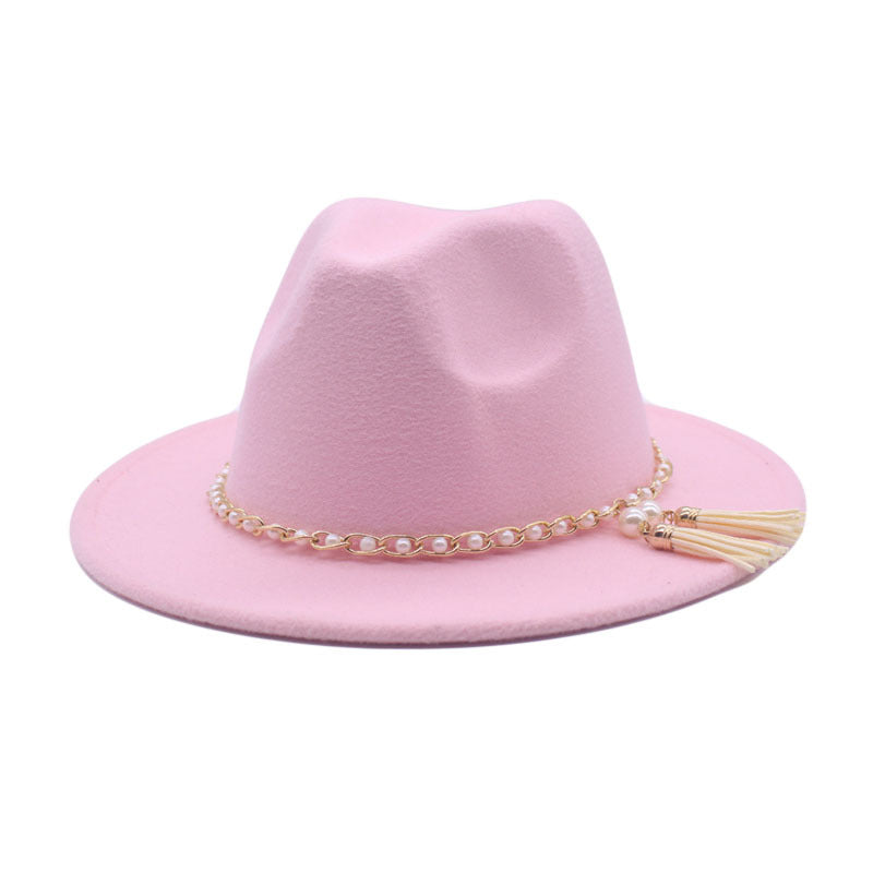 Wide Brim Panama Style Felt Top Hat for Men and Women, Black