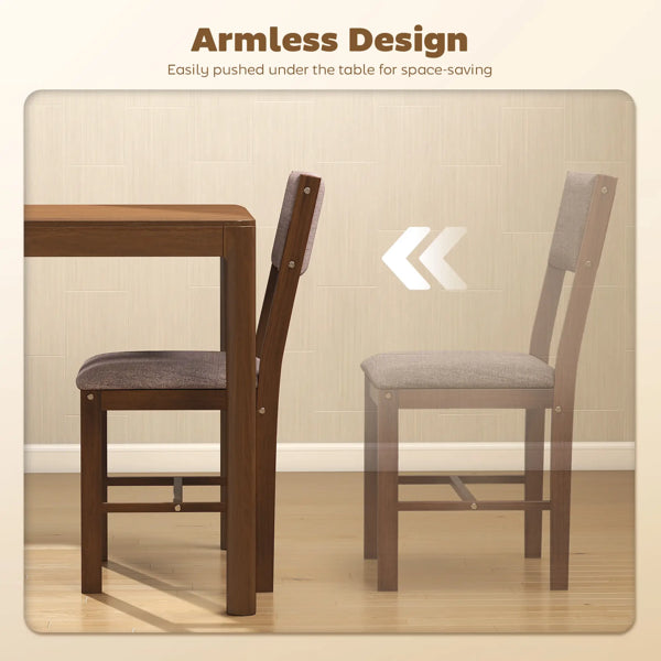 Set of 4 Dining Chairs - Light Brown Upholstered Seats