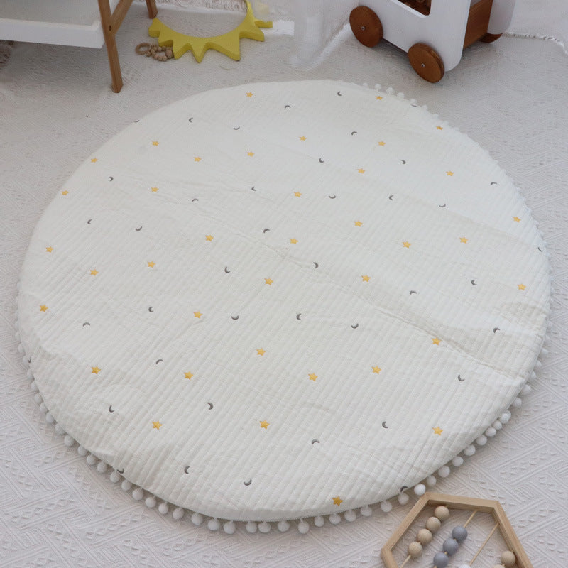 Kids Play Mat - Infant Floor Cushion with Colorful Embroidery, 80cm or 120cm