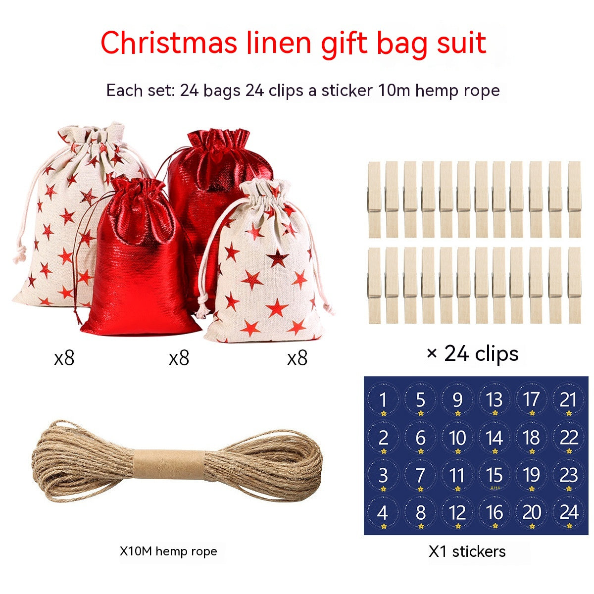 Christmas Linen Gift Bag Kit with Digital & Sticker Variants - Festive Home Decor