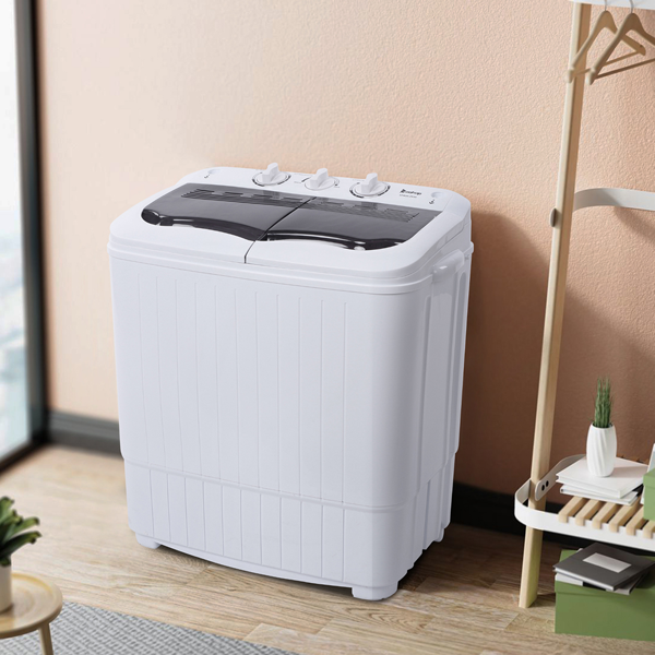 14.3lb Semi-Automatic Gray Washing Machine with Cover - Home Appliance