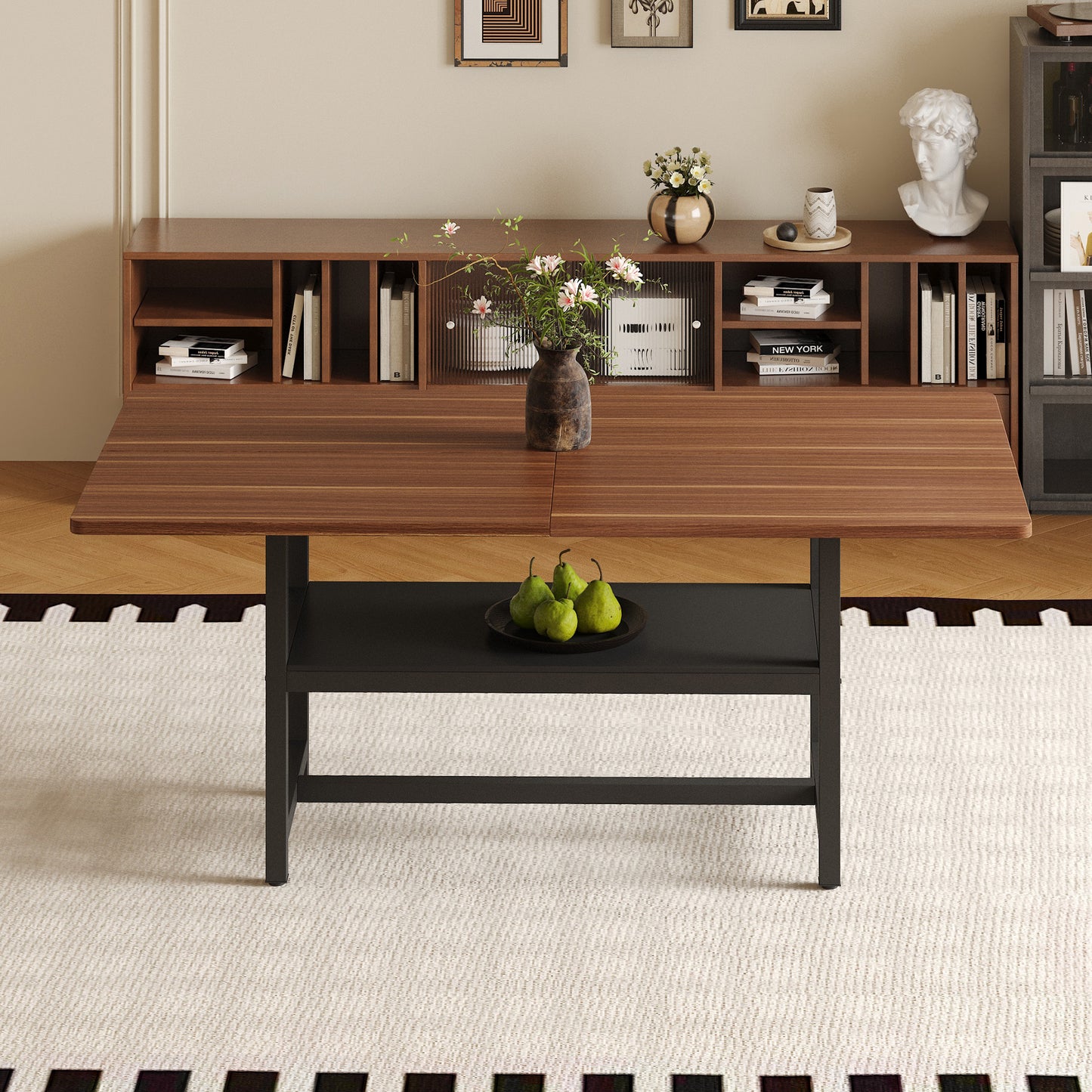 A 71 X35.4 Inch Dining Table With Tabletop Cleverly Pieced Together