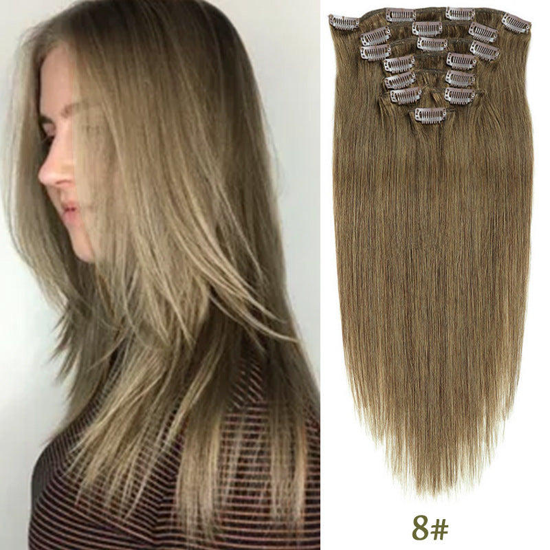 Clip-in Human Hair Extensions 14 Inches 70g Seven-Piece Set for All Hair Types