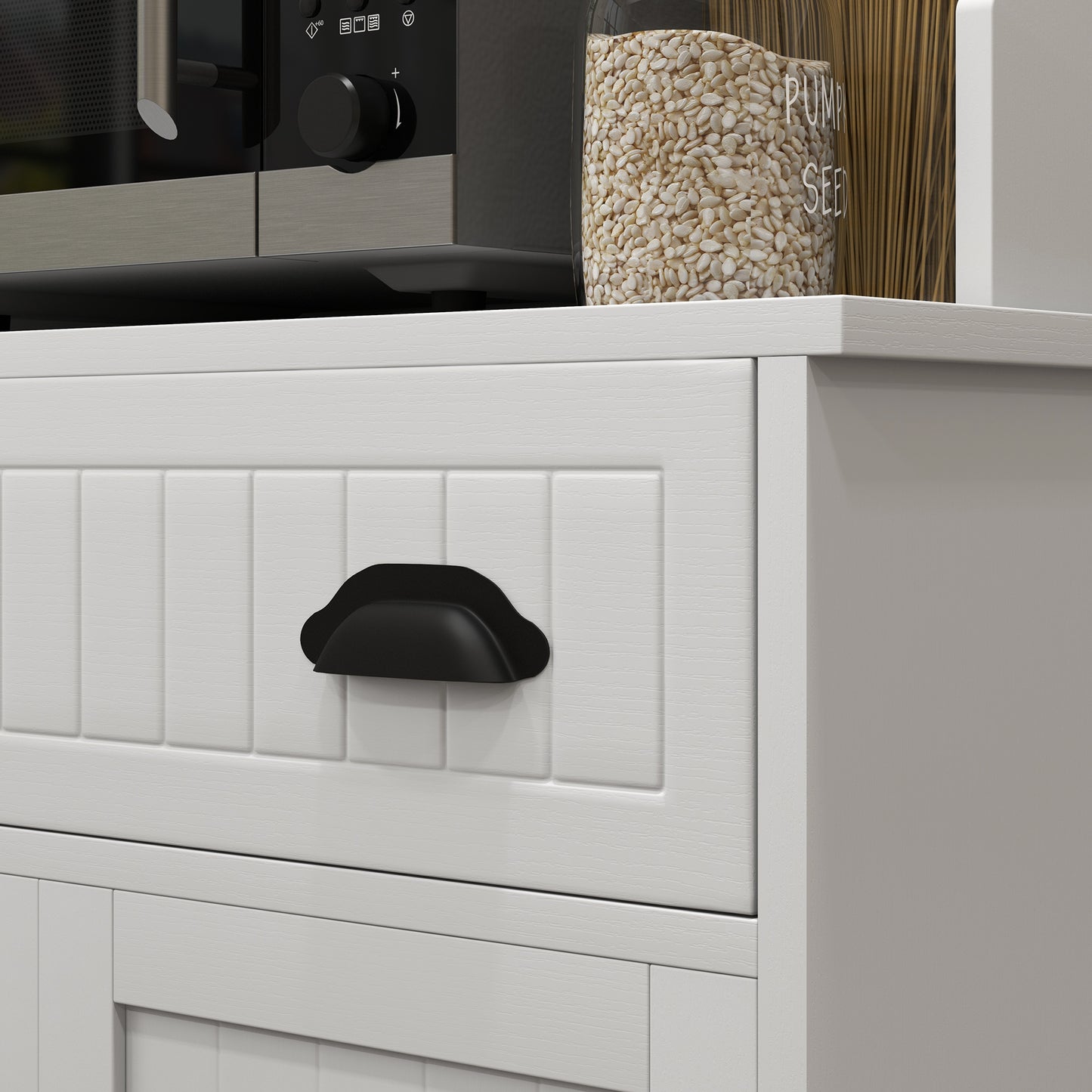 Kitchen Microwave Cabinet with Drawer, and Adjustable Shelf, Buffet