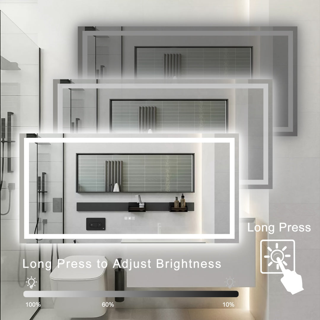 72x36 LED Bathroom Mirror - Anti-Fog & Touch Sensor Lighted