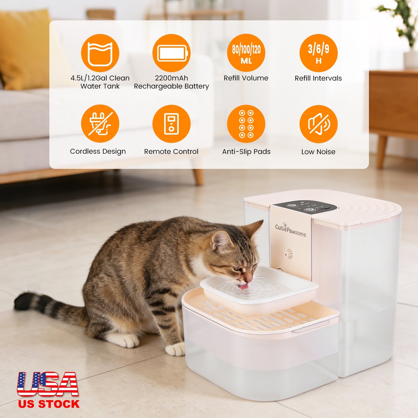 Automatic Pet Water Fountain 4.5L Self-Refilling Cat & Dog Drinking Dispenser