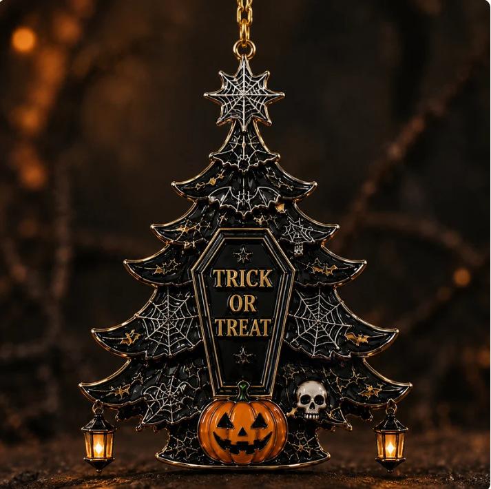 Halloween Christmas Tree Acrylic Decorations Set - Festive Holiday Ornaments