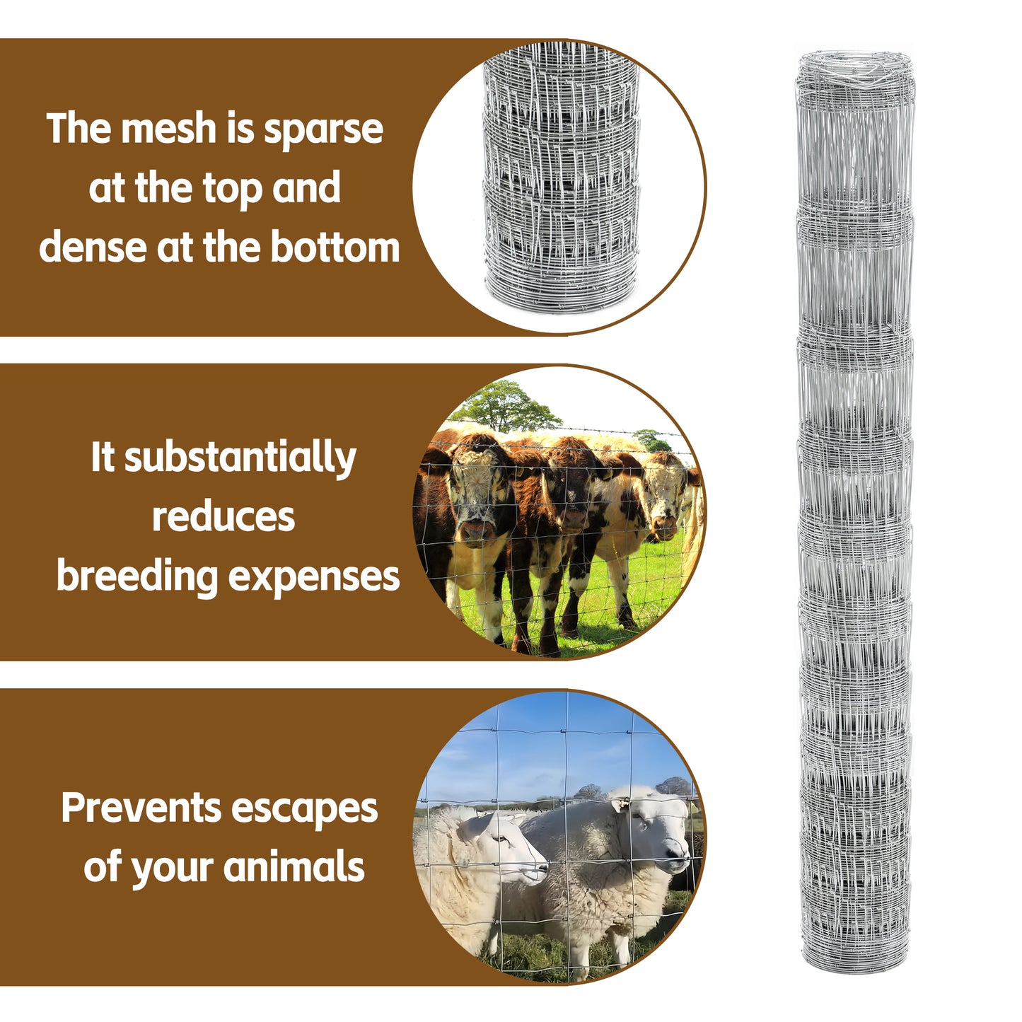 5ft x 164ft Galvanized Steel Farm Fence - Durable & Secure