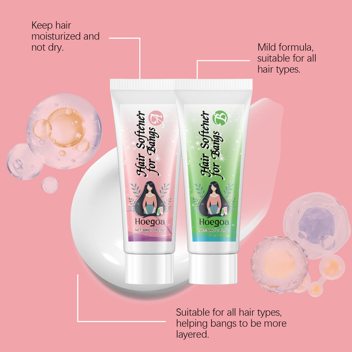 Bangs Softening Care Cream Improve Hair Frizz Moisturizing Luster