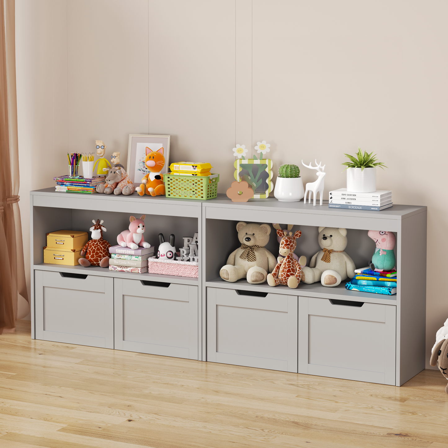 Gray Book Organizer & Toy Storage Cabinet - Large Capacity
