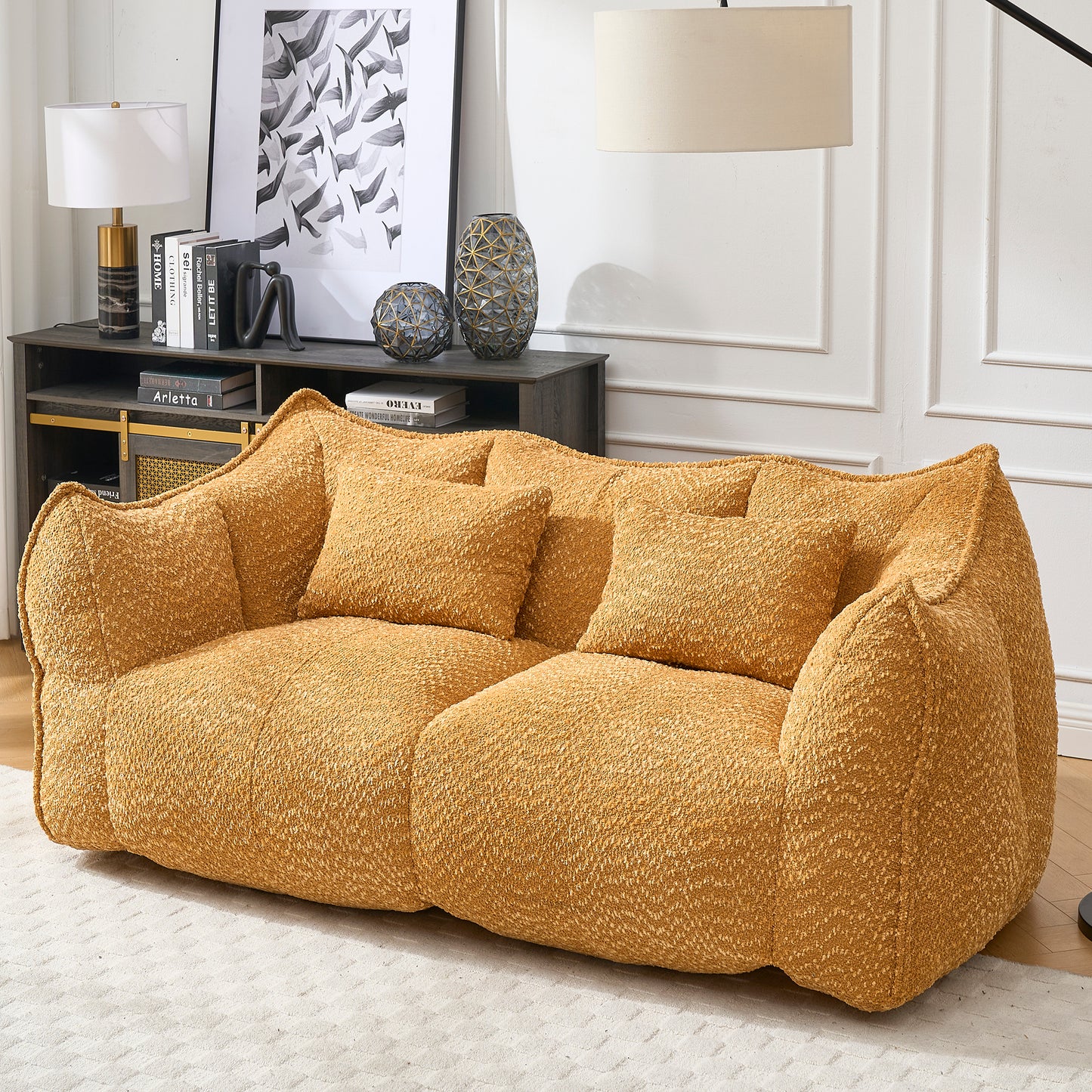 Yellow Beanbag Chair with Foam Core for Comfort & Relaxation