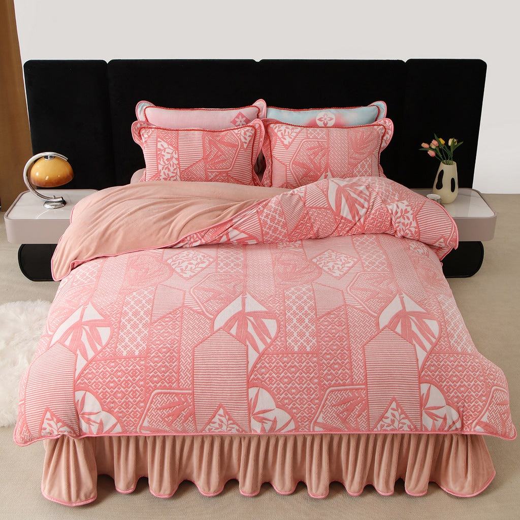 Milk Fiber Bedding Set - Four-Piece Modern Bedroom Linen