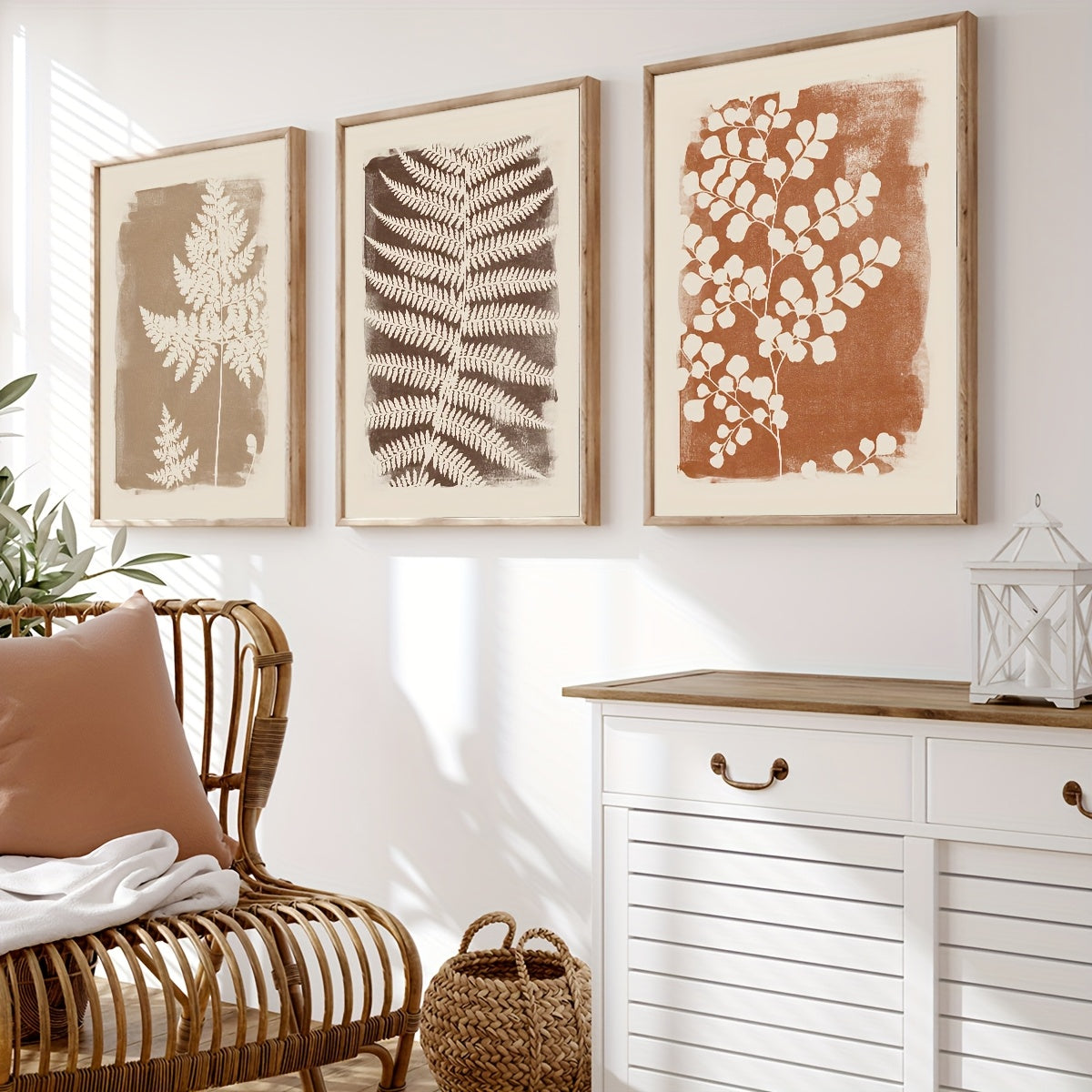 Set of 3 Modern Minimalist Oil Canvas Wall Art - Unframed Decorative Paintings