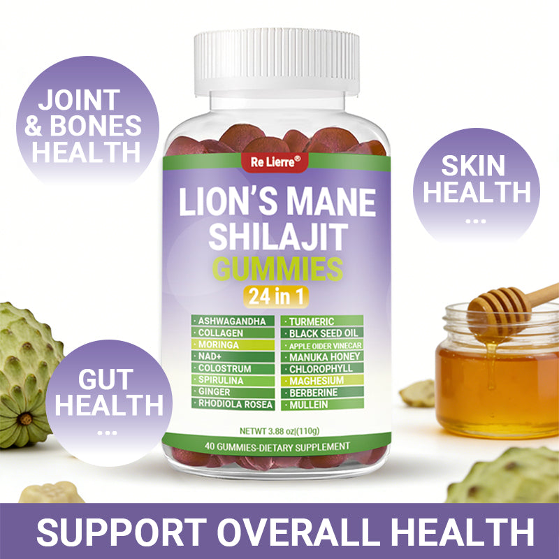 Lion's Mane & Shilajit 24-in-1 Herbal Gummies - 40 Count Daily Supplement