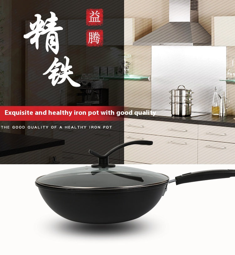 Non-Stick Iron Wok with Double Bottom - 30cm, 32cm, 34cm Sizes