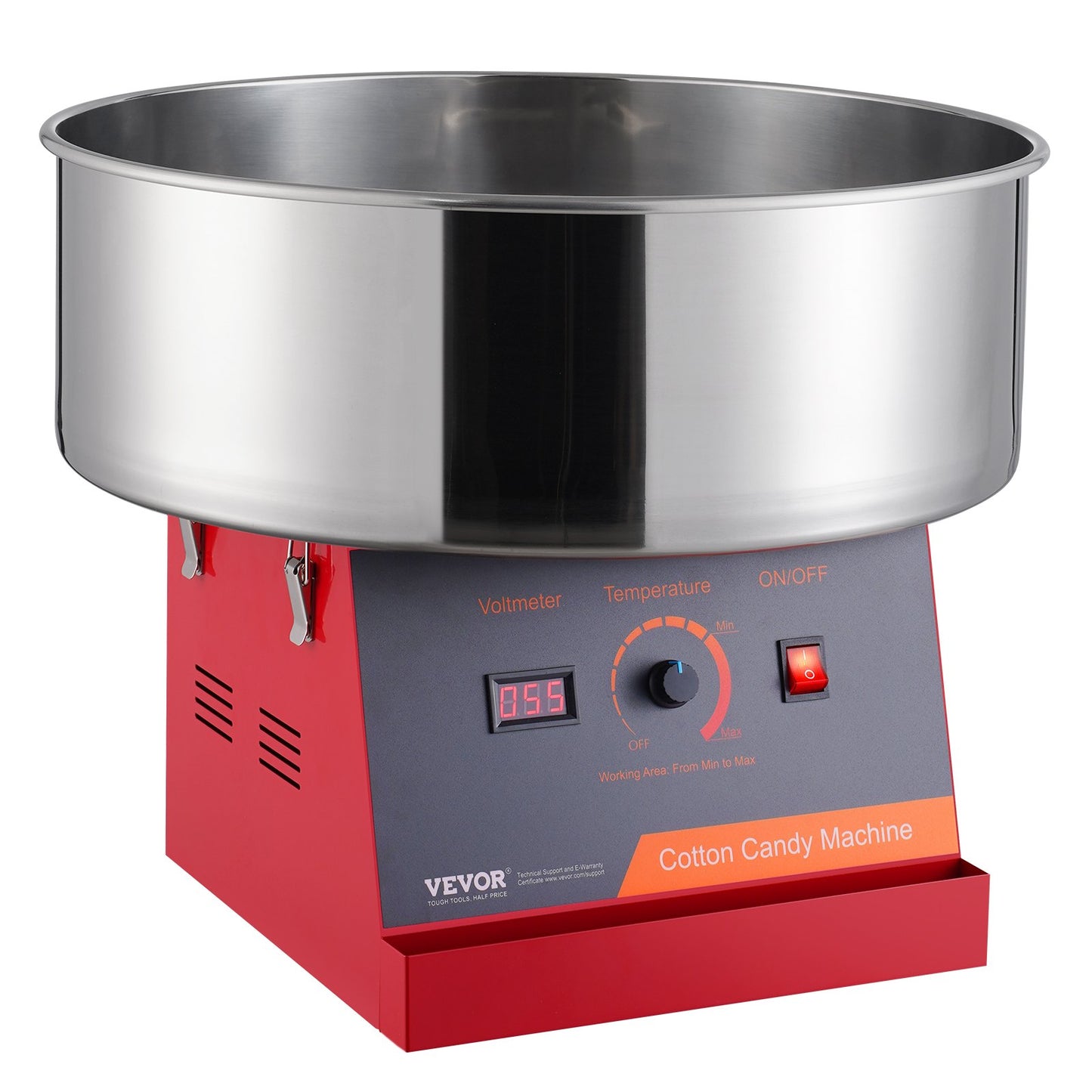 Electric Cotton Candy Machine 1000W Commercial Candy Floss Maker with Stainless Steel Bowl - Red