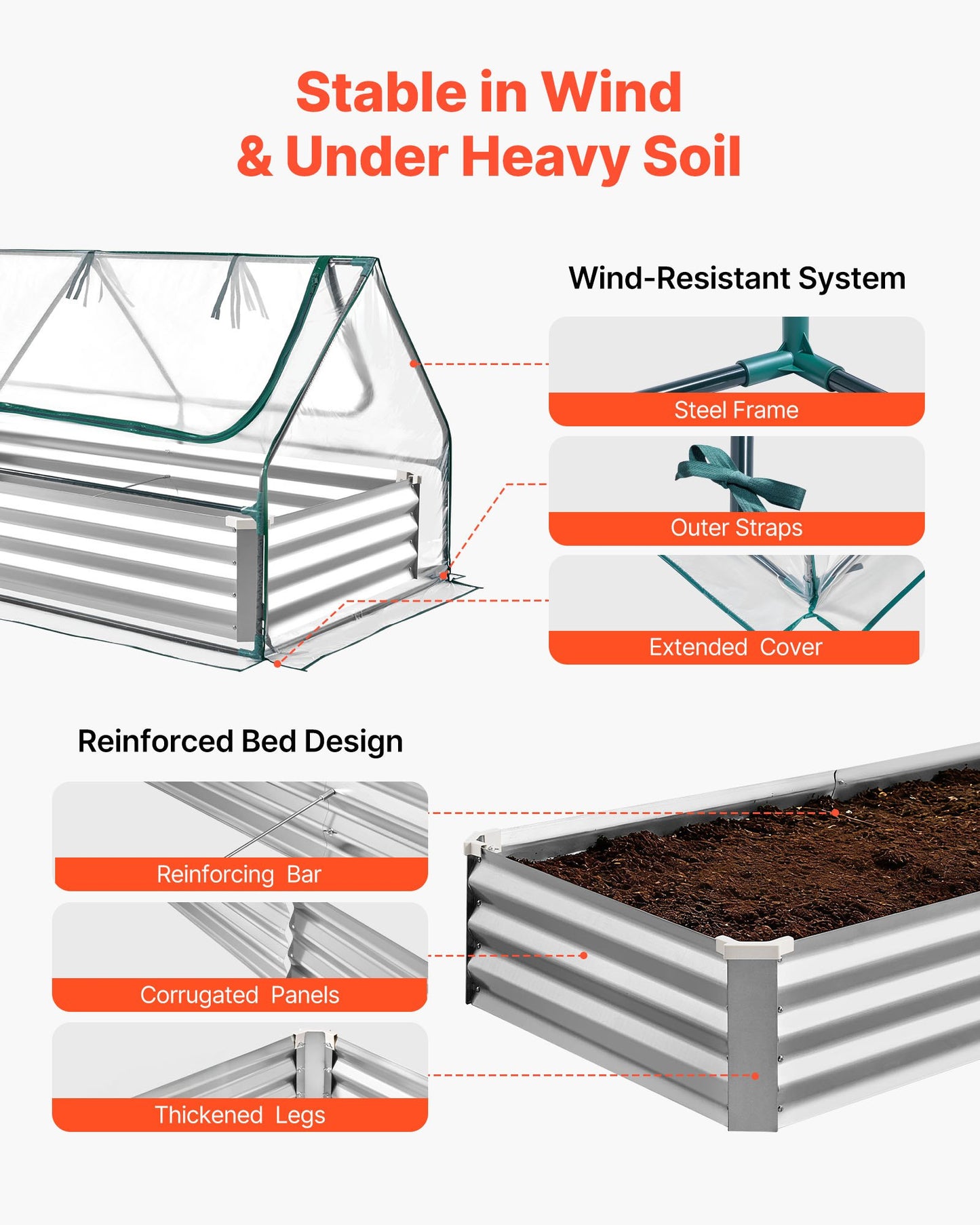 Raised Garden Bed with Greenhouse Cover - 6x3 ft Outdoor Planter Box Kit, Rustproof Steel Frame, Black