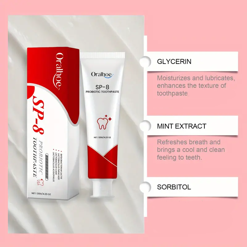 SP-8 Probiotic Toothpaste - Deep Cleaning & Whitening Mint Formula (360g)