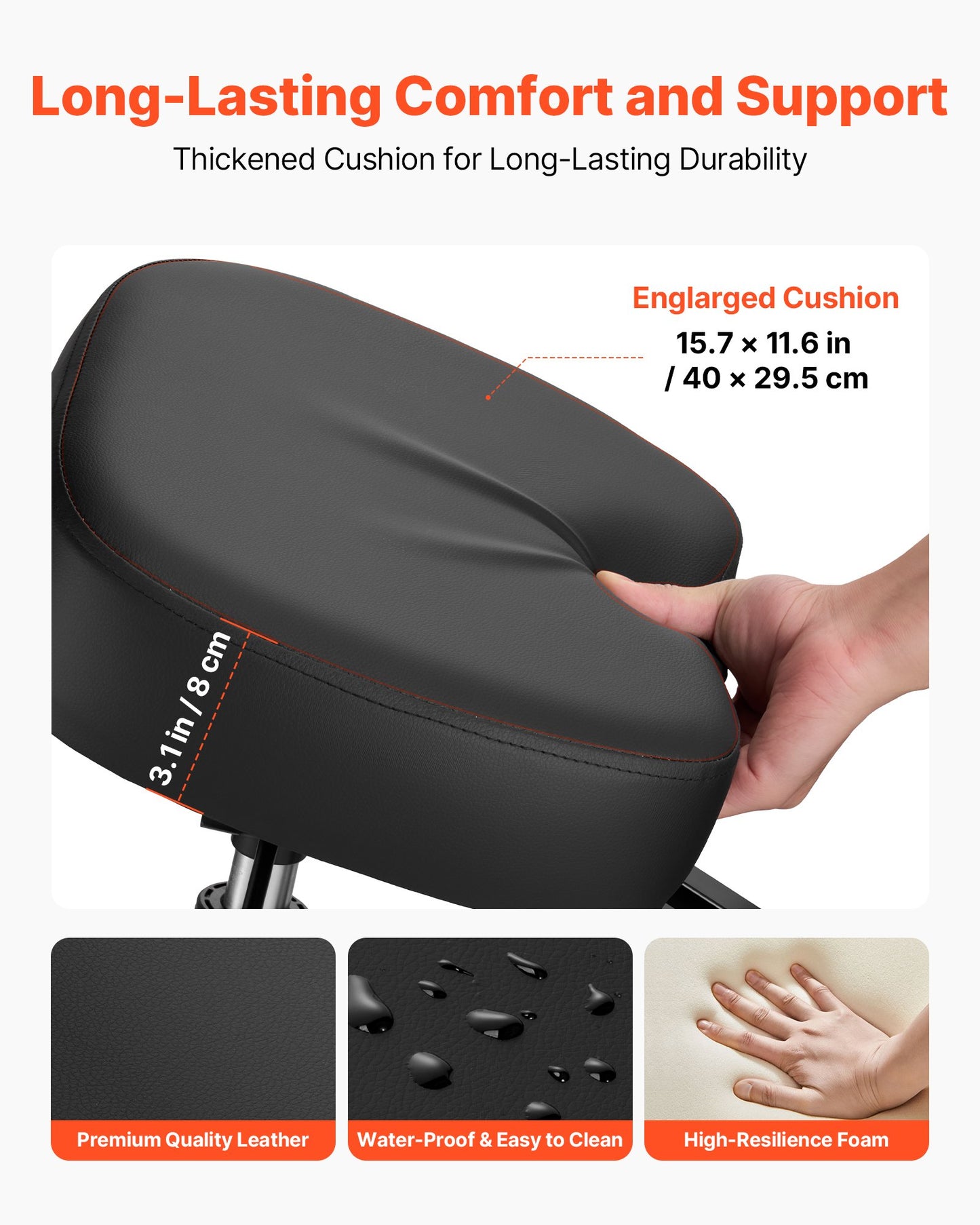 Ergonomic Kneeling Chair with Backrest & Wheels - Adjustable Height Office & Home Posture Stool