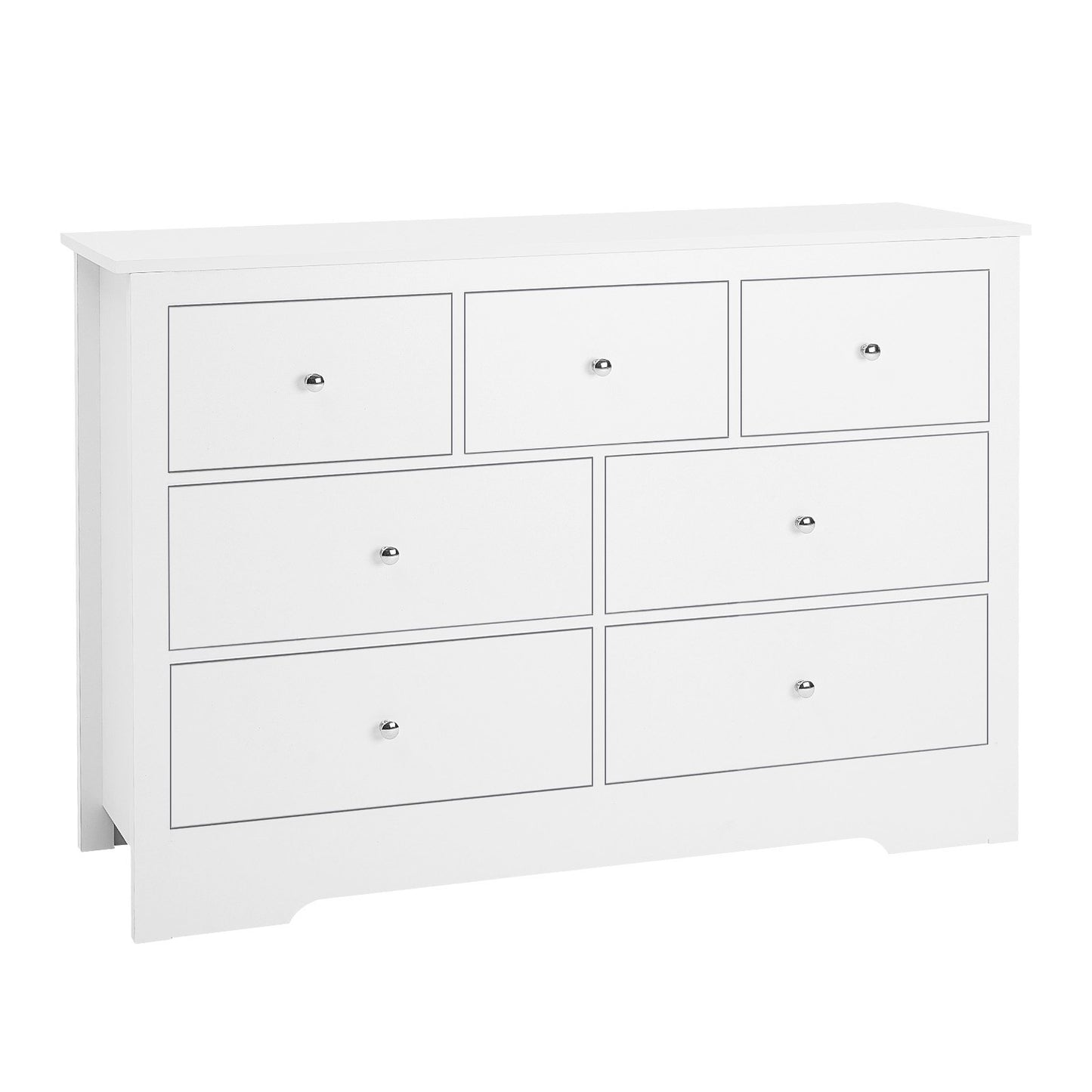 7-Drawer Wooden Dresser with Sliding Doors & Anti-Tip Device - Modern Bedroom Storage