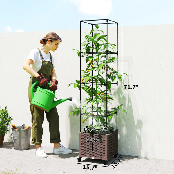 Raised Garden Bed with Adjustable Trellis & Water Tank