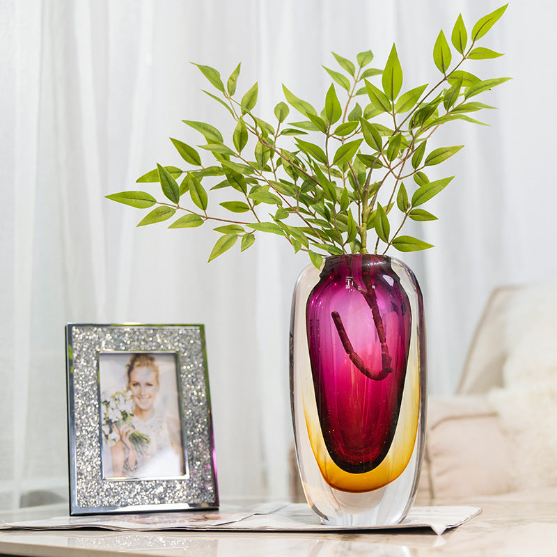 Luxury Glass Vase for Flower Arrangements - Golden Red Gradient