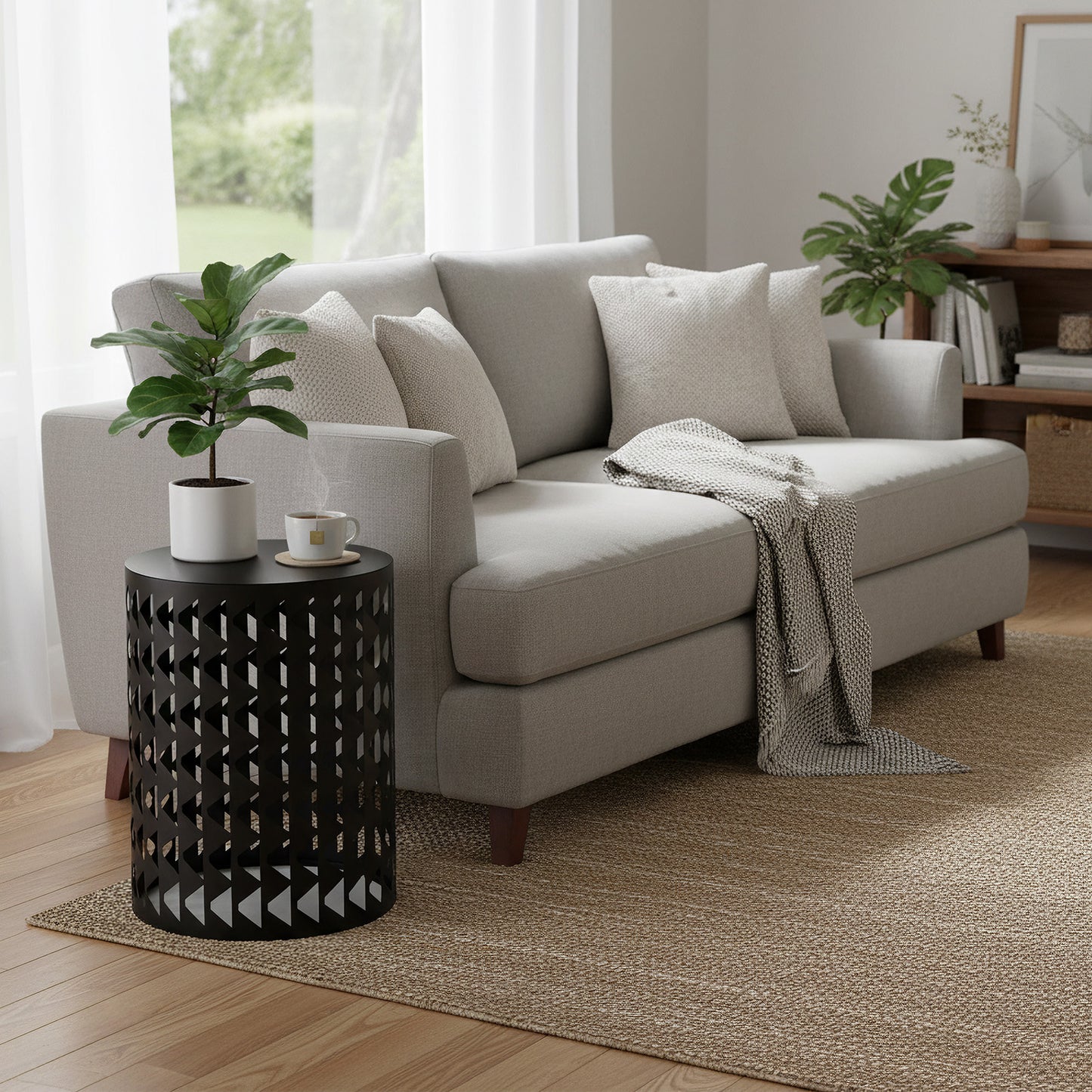 Nesting Round Metal End Tables Set of 3 - Black & Gray