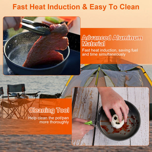 16-Piece Camping Cookware Set - Lightweight Outdoor Cooking