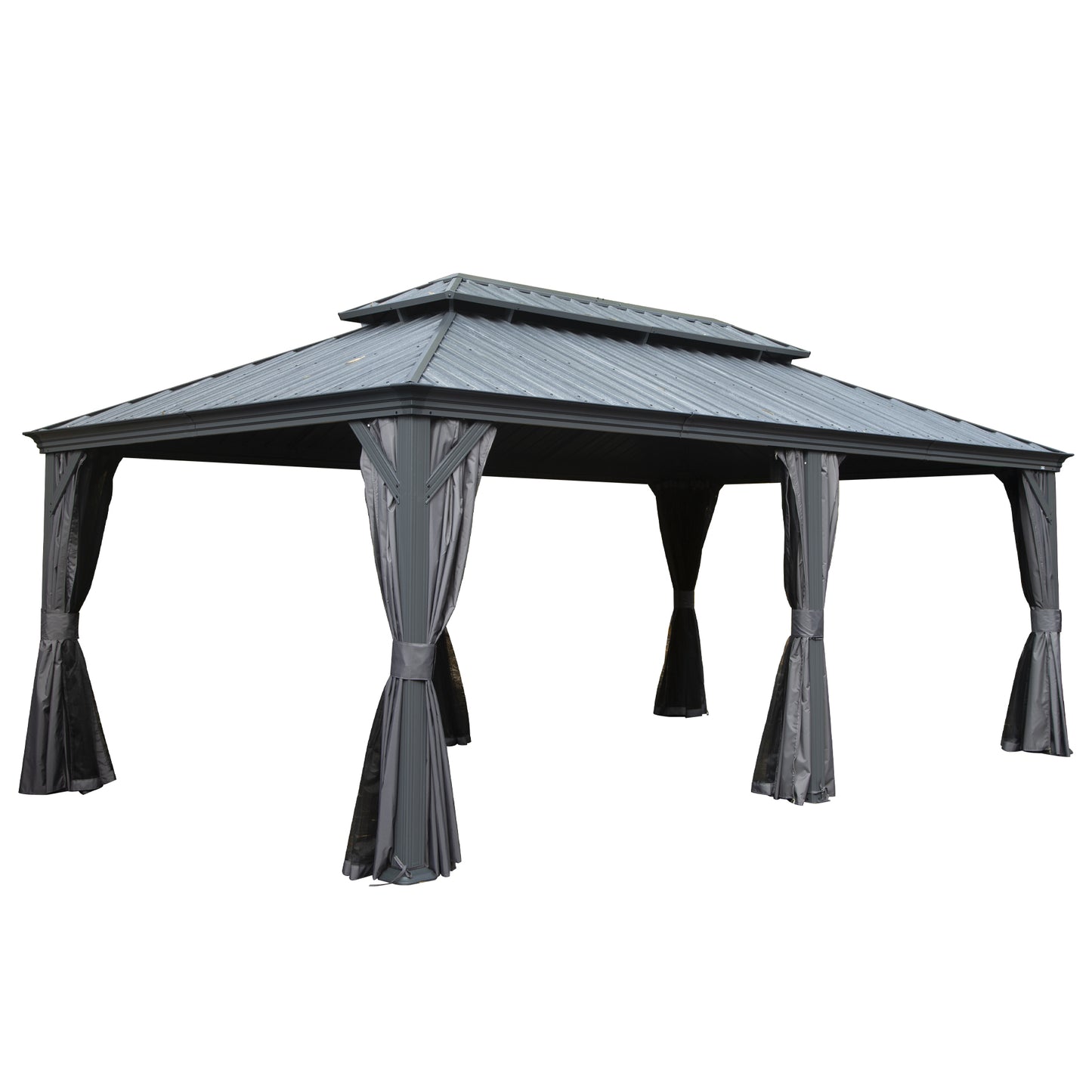 12 X 18 Hardtop Gazebo, Upgraded Metal Gazebo With Drainage System,