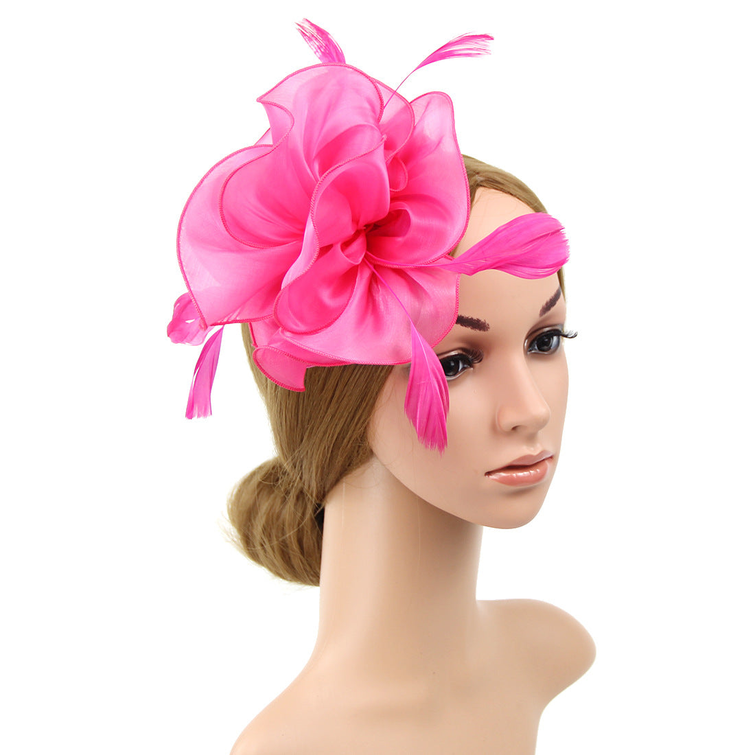 Organza Top Hat Headwear Feather Hair Band Unisex Costume Accessory