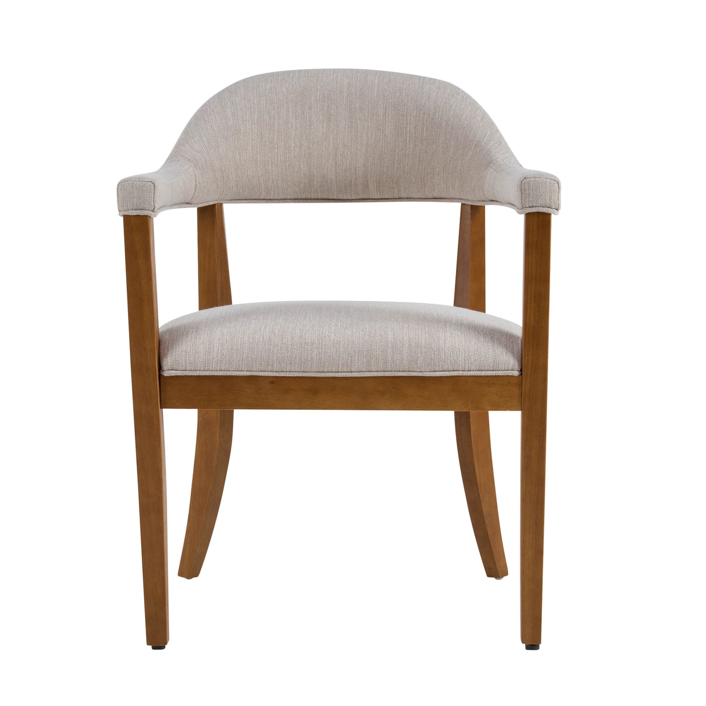 Upholstered Dining Chairs with Armrests - Set of 2, Walnut & Beige