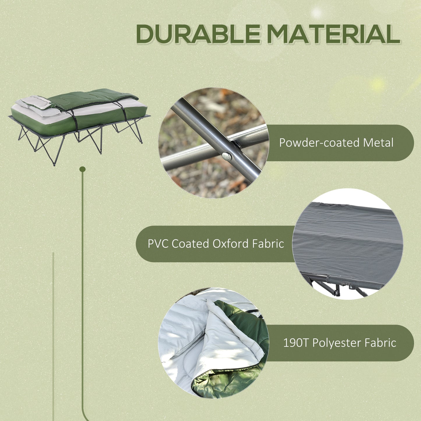 2-Person Portable Camping Cot Set with Sleeping Bag & Air Mattress