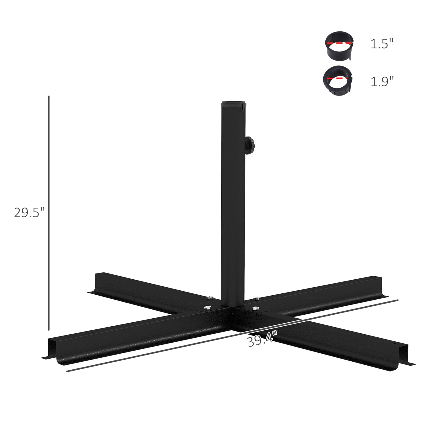 Outdoor Umbrella Stand for Small & Large Market Umbrellas - Black