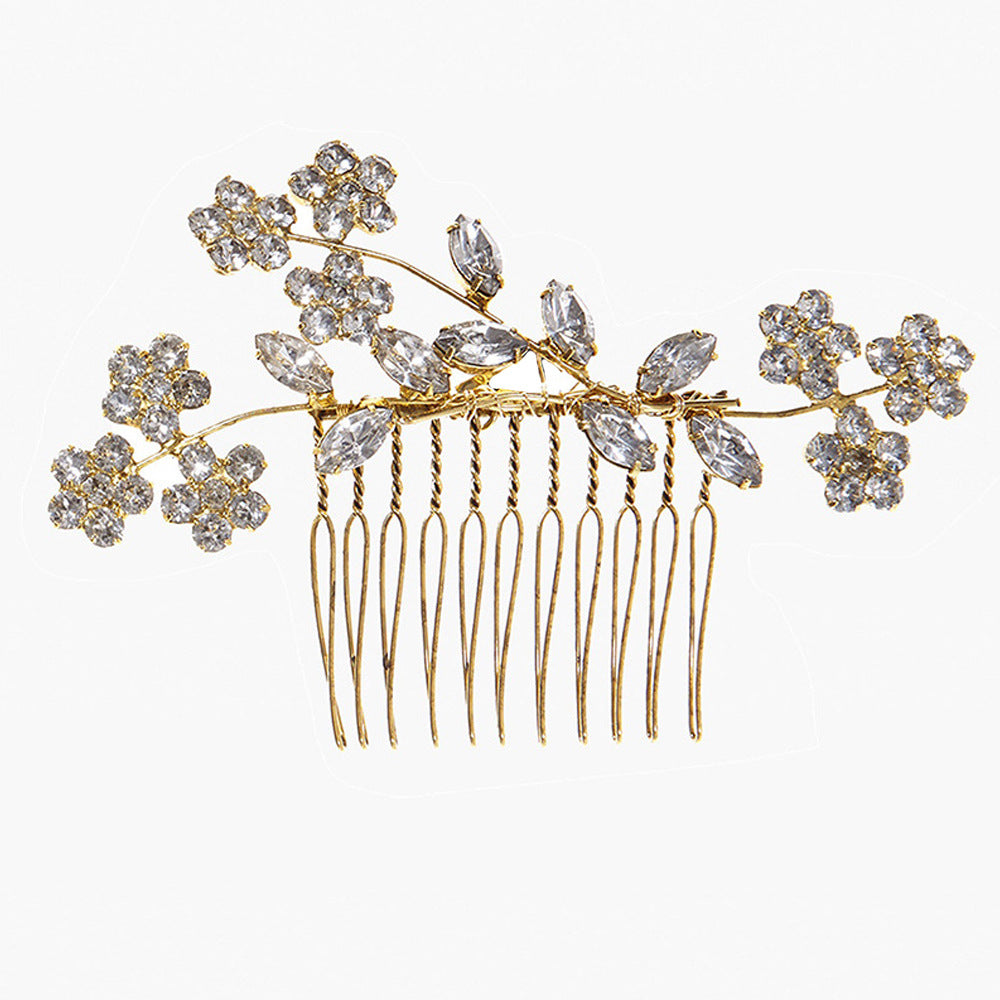 Flower Hair Comb with Rhinestones