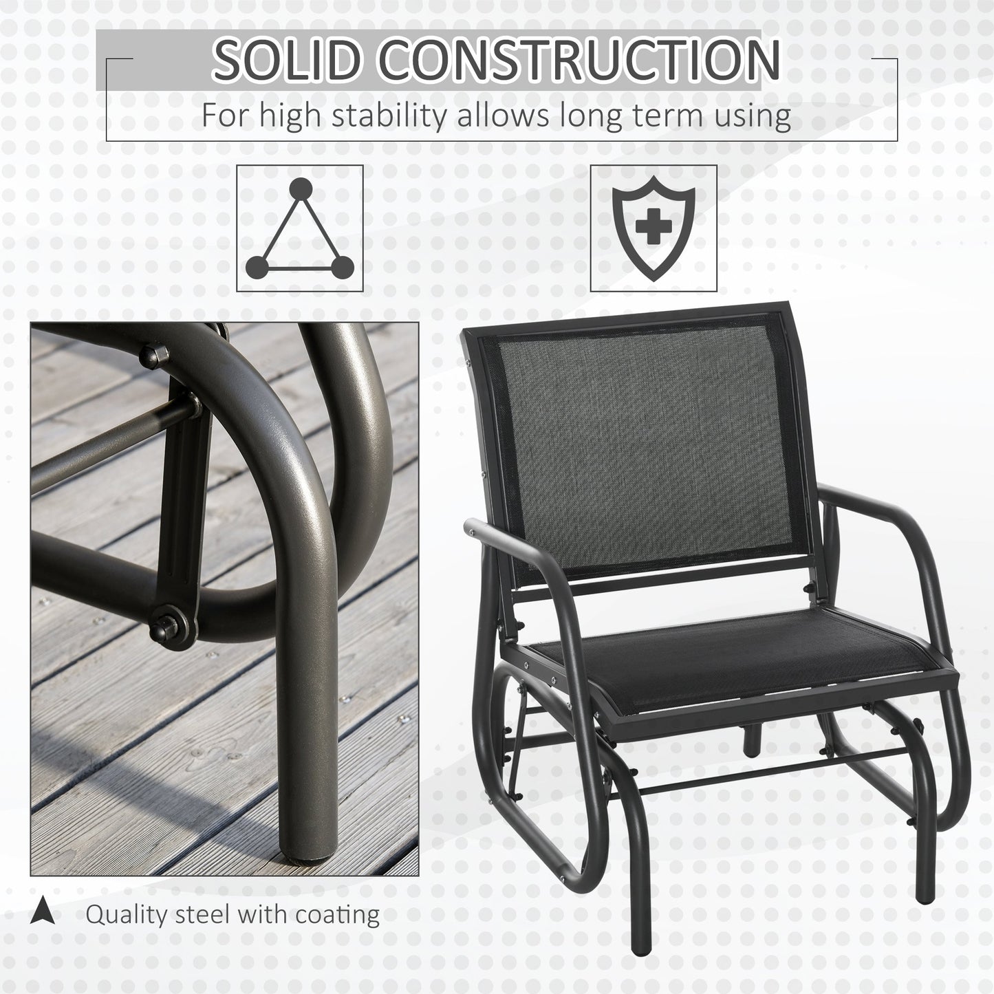2-Piece Outdoor Glider Rocking Chair Set - Black