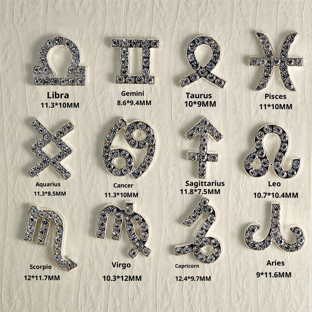 Zodiac Nail Art Accessories Alloy Inlaid Diamonds - Multiple Variants