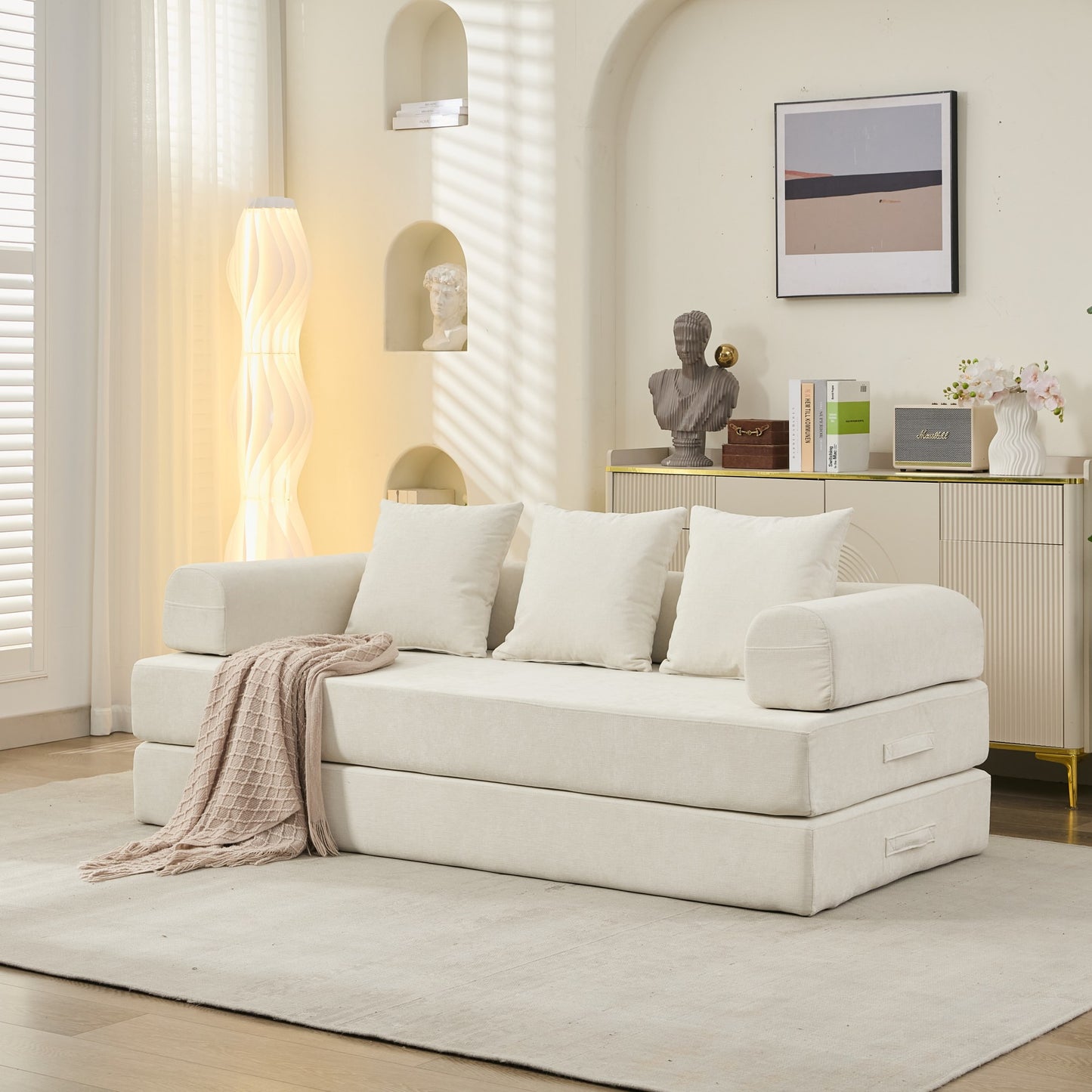 Comfy Convertible Folding Mattress Couch, Floor Sofa Bed, Chenille