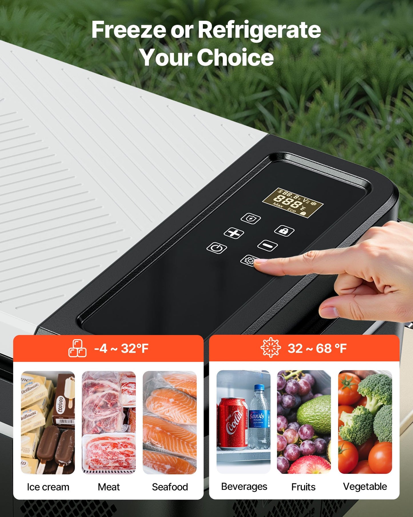 Portable Car Refrigerator Cooler 12/24V Compressor 21QT with App Control