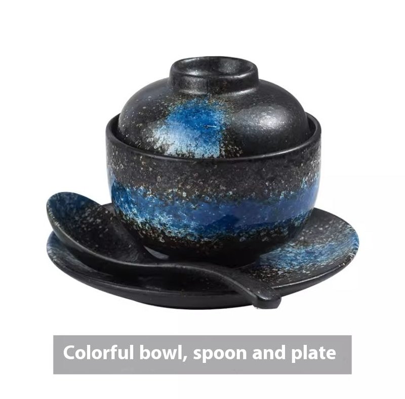 Porcelain Bowl with Lid Set - Round Kitchen Dinnerware, Multiple Colors