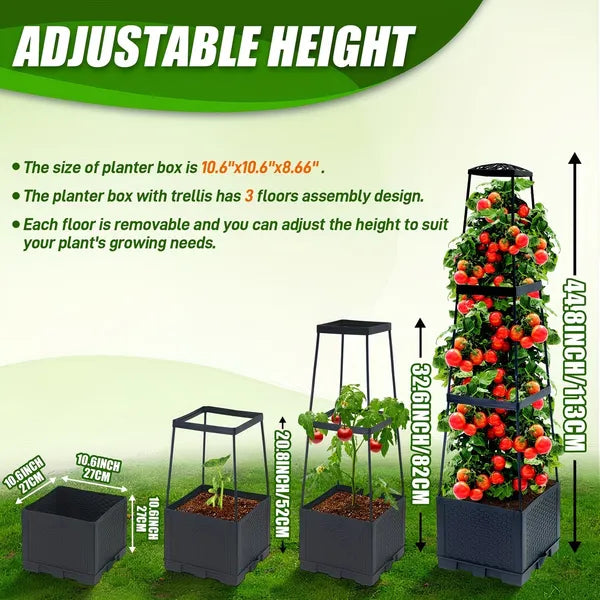 2-Pack 44.8" Self-Watering Tomato Planter with Trellis